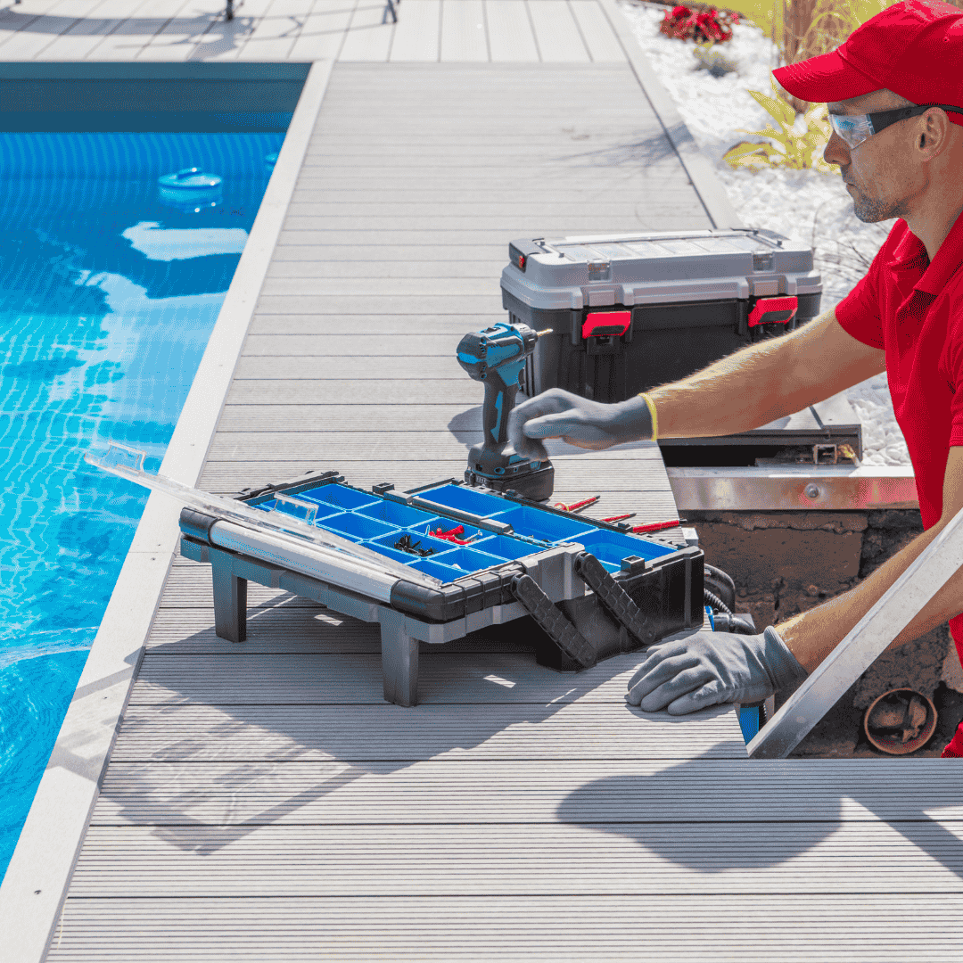 Outdoor Pool Maintenance Service Worker
