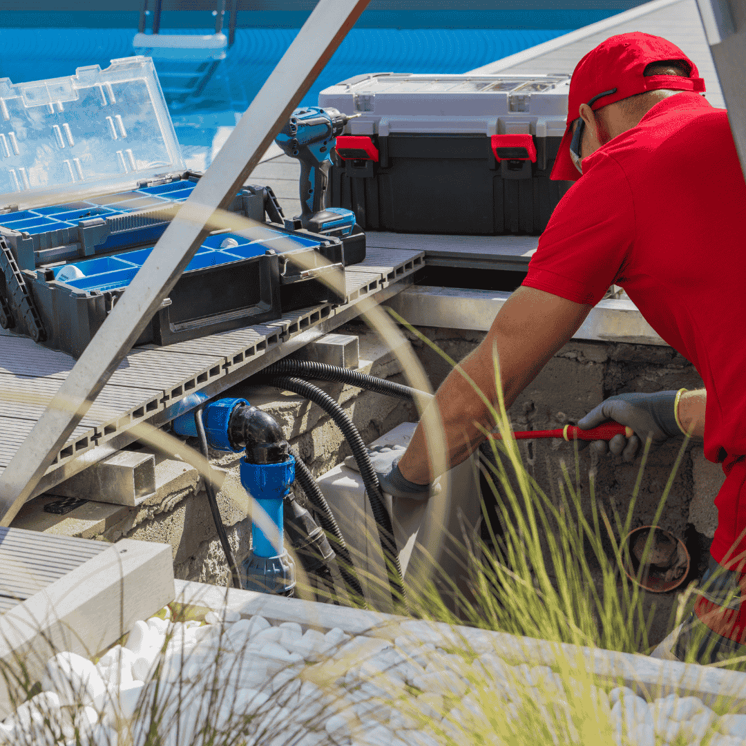 Technician Fixing Swimming Pool Heating System